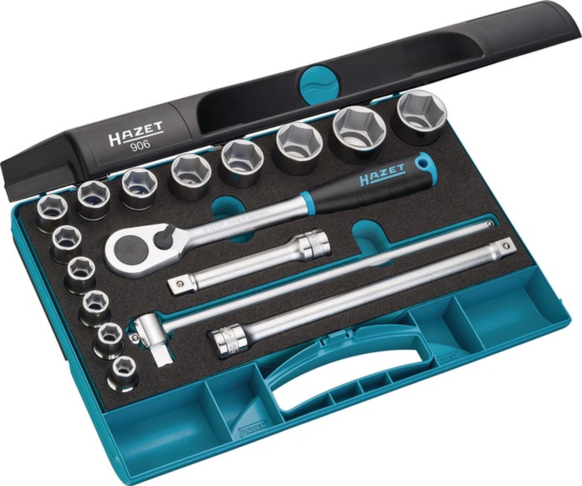 Hazet Set dopsleutels CV. | 17-delig | 1/2 inch | 10-32mm | voor 4-kant drive in kunststof cassette | 4000820598