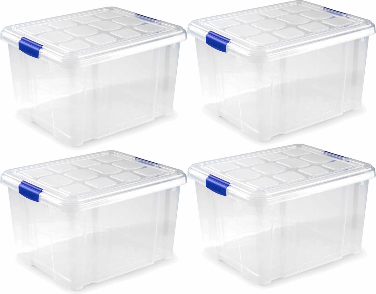 10x Opslagbakken/organizers met deksel 25 liter 42 cm transparant -