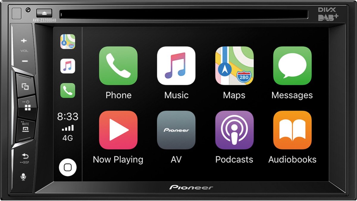 Pioneer AVH-Z3200DAB Autoradio met scherm dubbel DIN DAB+ tuner, Bluetooth handsfree, Aansluiting voor achteruitrijcamera