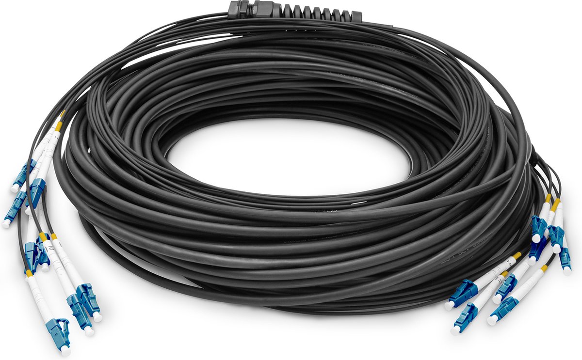 Digitus DK-2A338UE50BK-BBB Glasvezel Optische vezel Aansluitkabel [8x LC-/UPC-stekker - 8x LC-/UPC-stekker] 9/125 µ Singlemode OS2 150 m