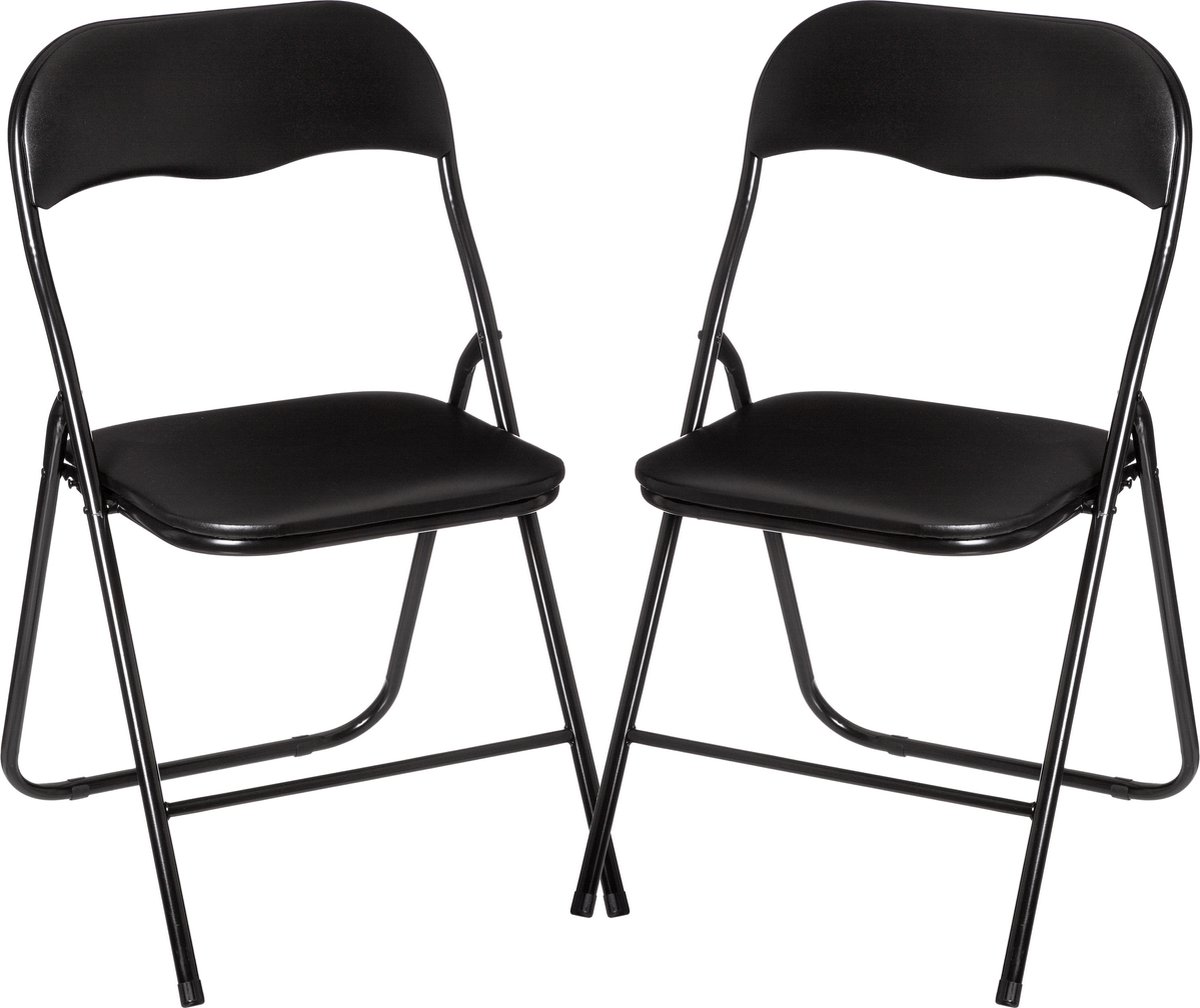 5Five Klapstoel met pvc zitting - 6x stuks - zwart - 44 x 48 x 79 cm - metaal -