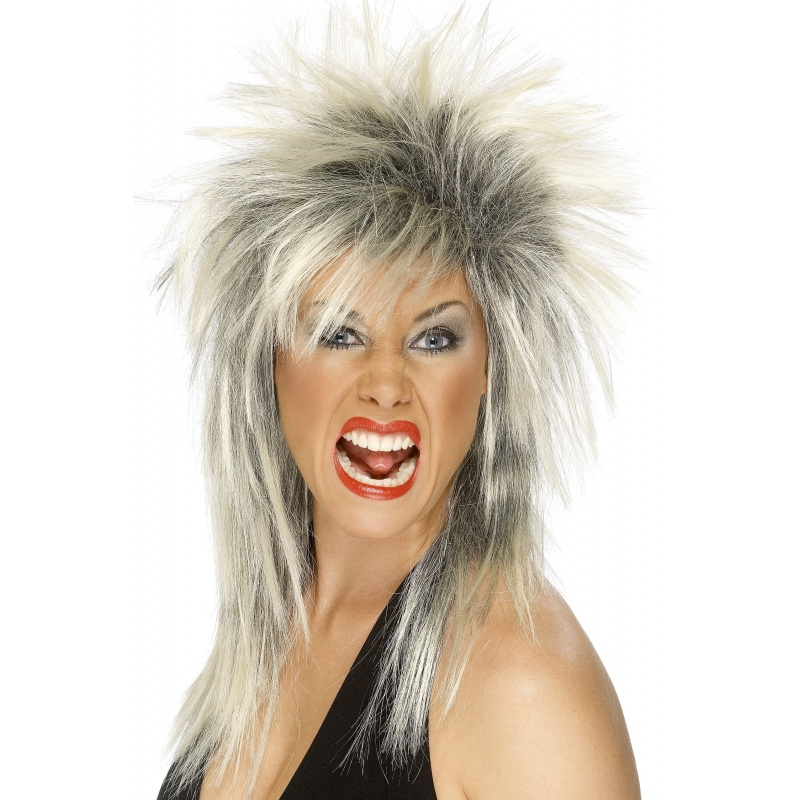 Verkleed pruik - Rock diva - blond haar - dames - Tina look - Carnaval accessoires -