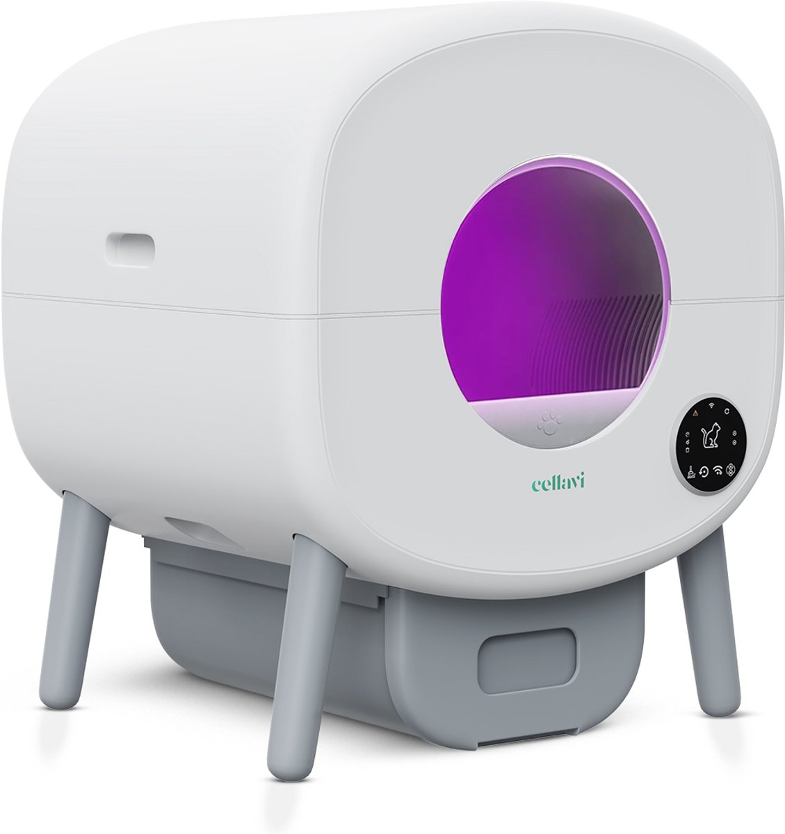 Cellavi Zelfreinigende Kattenbak NEO-B– Automatische Kattenbak met App – Extra Groot XXL (95L) – Stankvrij – LED Verlichting – Voor 1 t/m 3 Katten