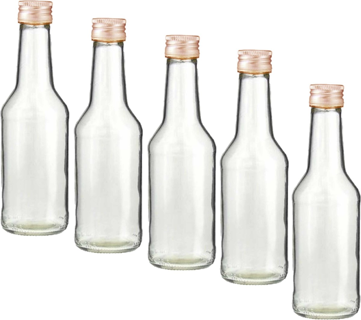 Fles - Set van 70x stuks - met schroefdop - transparant - 200 ml - glas -
