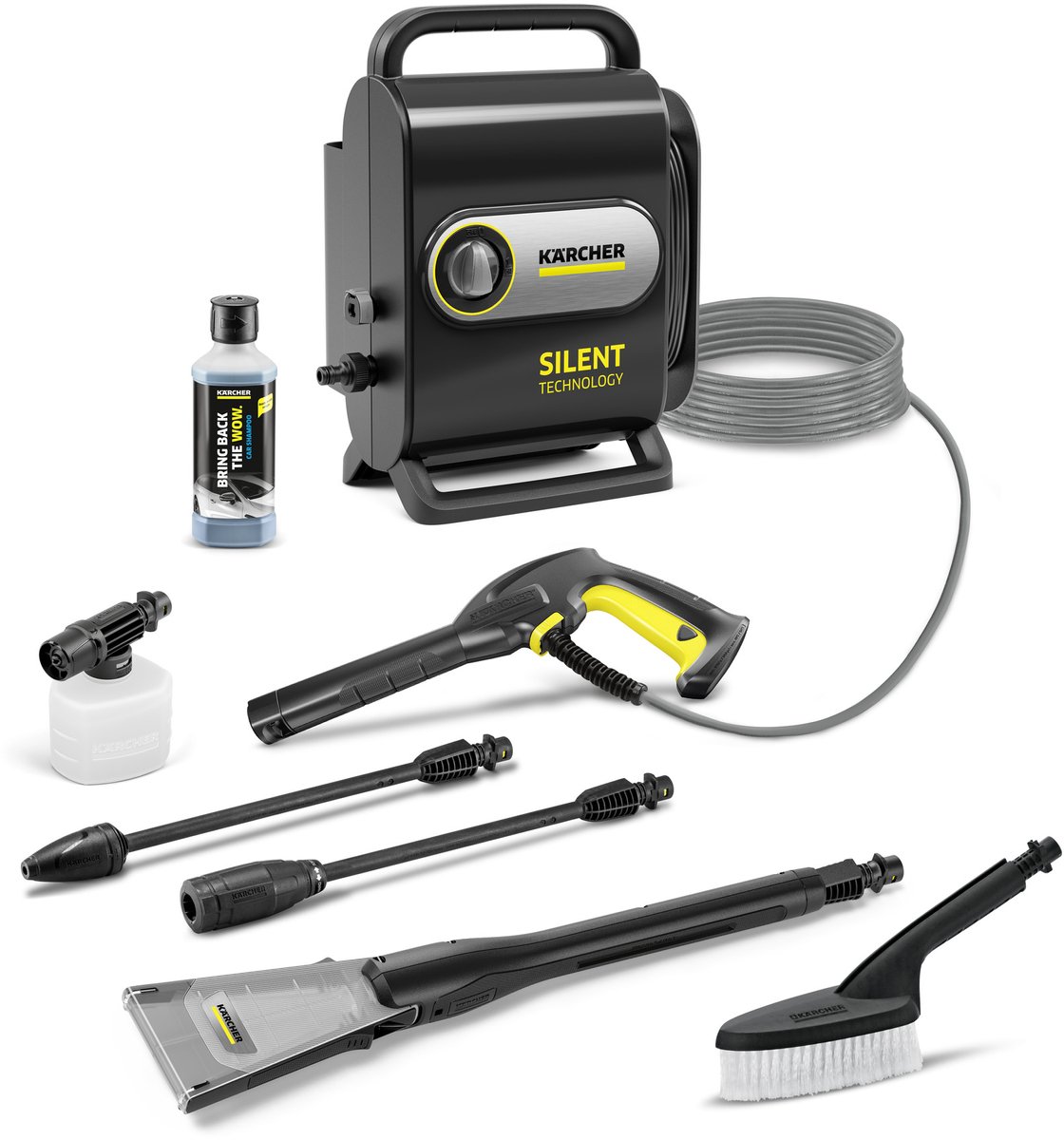 Krcher - K Silent Anniversary Edition hogedrukreiniger - 420 l/u - 130 Bar - incl. eco!Booster, wasborstel, foam jet en reinigingsmiddel - 5 jaar garantie