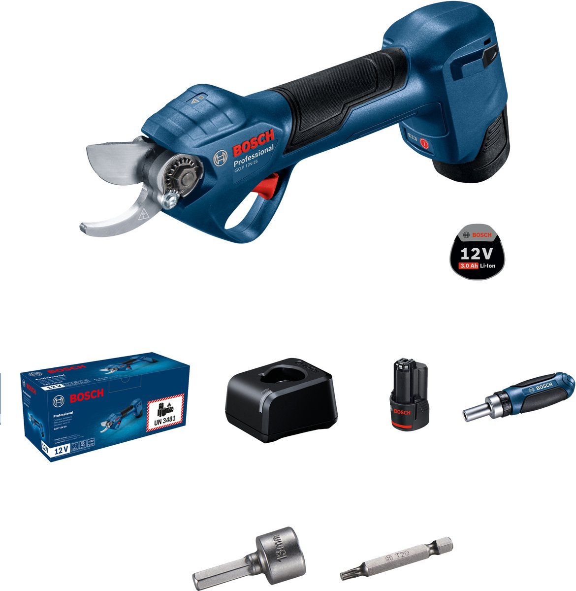 Bosch GGP 12V-25 12V Accu Snoeischaar Set (2 X 3.0Ah)