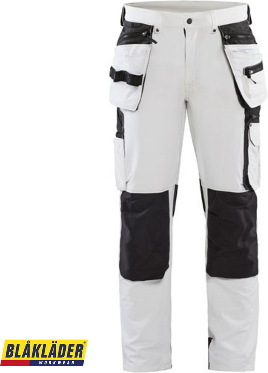Blåkläder Schildersbroek met 4-weg stretch 10791645 | Wit/Donkergrijs | Maat 64 - 7330509743485