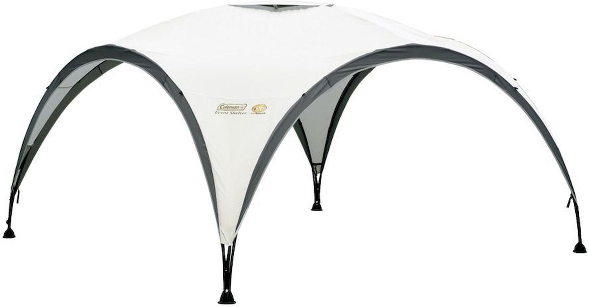 Coleman Event Shelter L Partytent - shelter tent 3.65 x 3.65 Meter - 100% waterdicht - eenvoudig opzetten - aerodynamisch design - UVGuard technologie biedt SPF 50 zonbescherming - met mesh pocket - tuintent incl. opbergzak - Groen/grijs