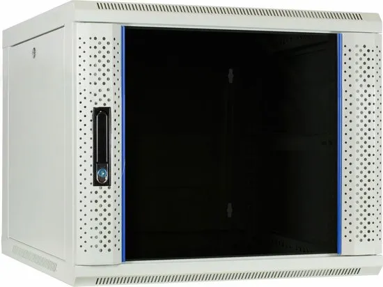 9U witte wandkast met glazen deur 600x600x500mm