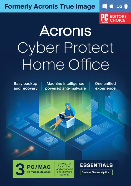 Acronis Cyber Protect Home Office Essentials - 3 Gebruikers / 1 Jaar - Windows/MAC