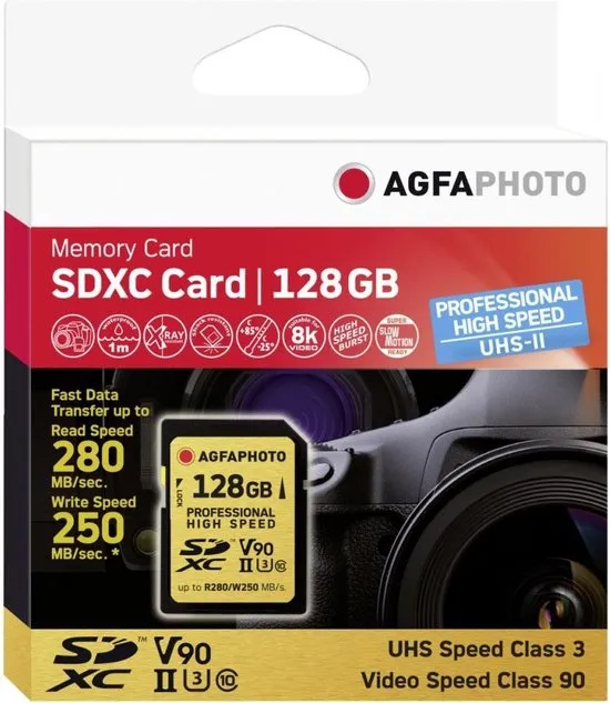 AgfaPhoto SDXC UHS II 128GB Professional High Speed U3 V90