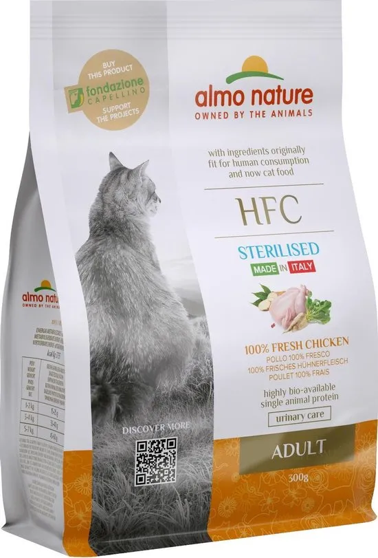 Almo Nature - Kat HFC Adult Sterilized brokken voor gecastreerde / gesteriliseerde katten - Kip, Gewicht: 300g