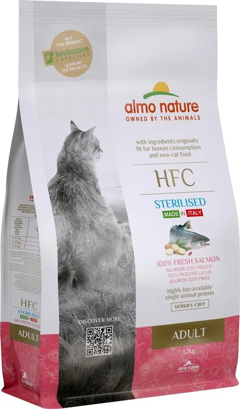 Almo Nature - Kat HFC Adult Sterilized brokken voor gecastreerde / gesteriliseerde katten - Zalm, Gewicht: 300g