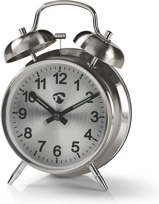 Analogue Desk Alarm Clock | Metal | Silver