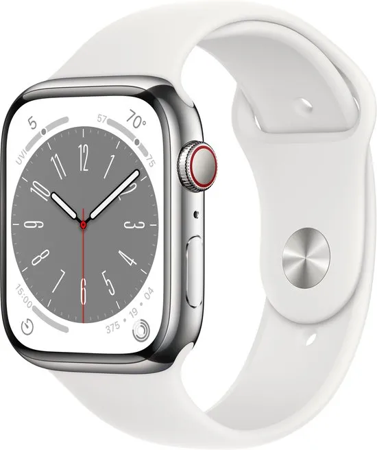 Apple Watch Series 8 - 4G - 45mm - Zilver Roestvrijstaal