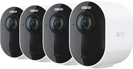 Arlo Ultra 2 Spotlight Camera Wit 4-STUKS - Beveiligingscamera - IP Camera - Binnen & Buiten - Bewegingssensor - Smart Home - Inbraakbeveiliging - Night Vision - Incl. Smart Hub - Incl. 90 dagen proefperiode Arlo Service Plan - VMS5440-200EUS