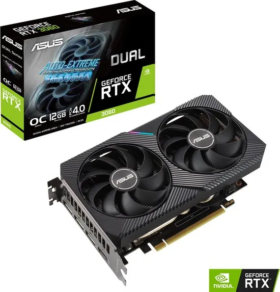 Asus Dual GeForce RTX 3060 V2 OC Edition - Videokaart - 12 GB GDDR6 - PCIe 4.0 - 1x HDMI 2.1, 3x DisplayPort 1.4a