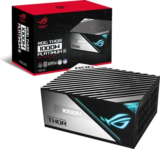 ASUS ROG-THOR-1000P2-GAMING - Voeding - ATX12V - 80 PLUS Platinum - 1000 Watt - Modulair - 100-240 Volt wisselstroom V - zwart, grijs