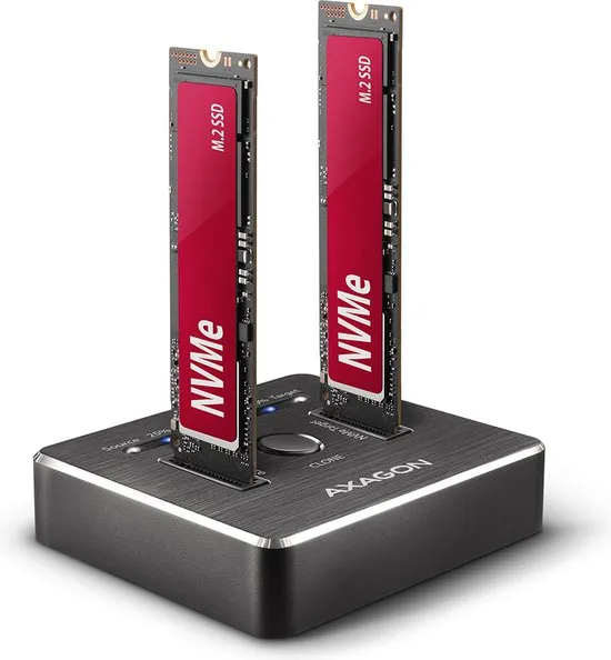 AXAGON ADSA-M2C USB-C 3.2 Gen2 - 2x NVMe CLONE DUAL SDD Dock Station *USBAM *USBCM *USBCF *SATAF