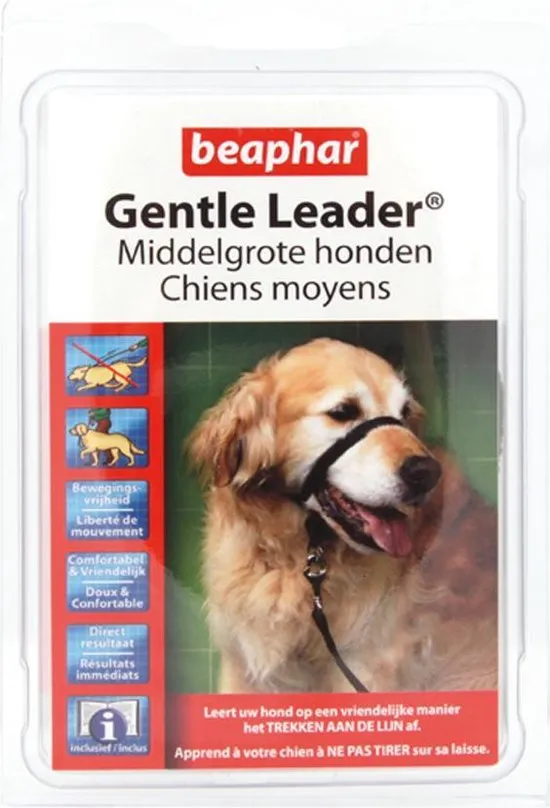 Beaphar Gentle Leader Honden Hoofdhalsband  Medium - Zwart