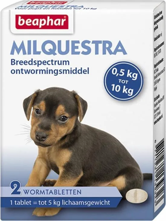 Beaphar Milquestra Kleine Hond/Puppy - Ontwormingsmiddel - 2 Tabletten