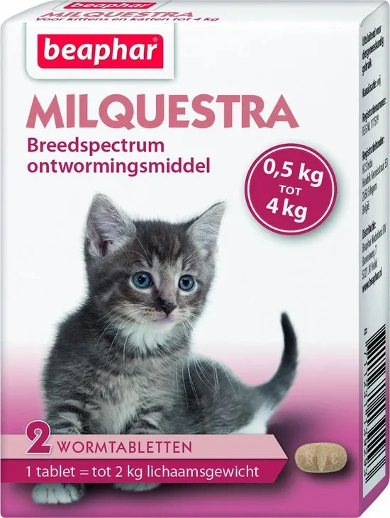 Beaphar Milquestra Kleine kat/kitten - 0,5 tot 4 Kg - 2 tabletten