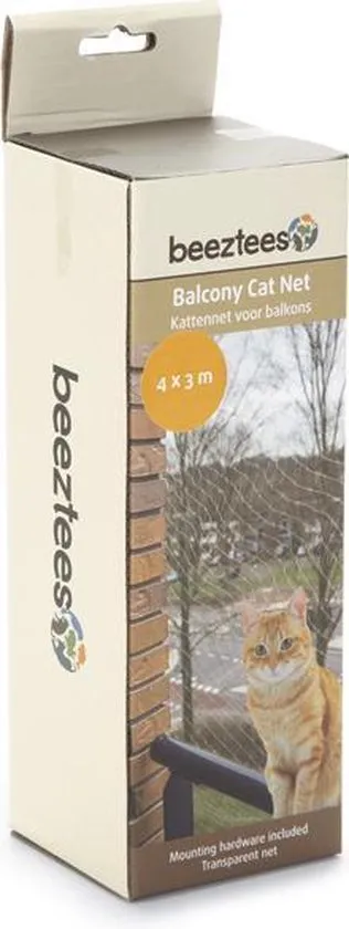 Beeztees Kattennet Voor Balkon - Transparant - 4 x 3 m
