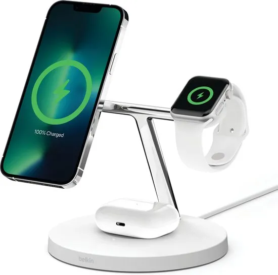 Belkin Boost Charge Pro - MagSafe 3-in-1 Wireless Charger - Wit