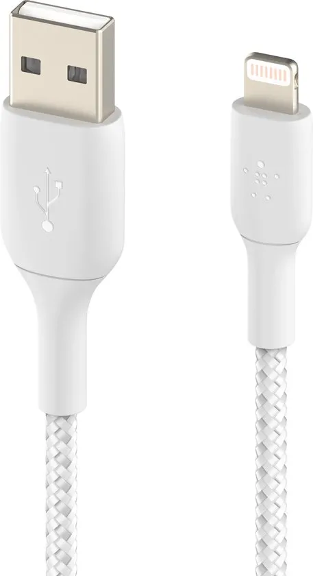 Belkin Braided iPhone Lightning naar USB kabel - 3m - Wit
