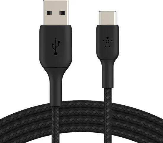 Belkin Braided USB-C naar USB kabel - 2m - Zwart