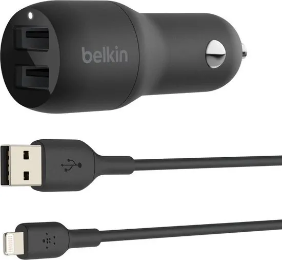 Belkin - Dual USB Autolader 24W + 1m iPhone kabel