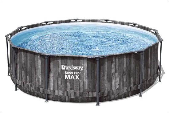 Bestway - Steel Pro MAX - Opzetzwembad inclusief filterpomp - 366x100 cm - Houtprint - Rond