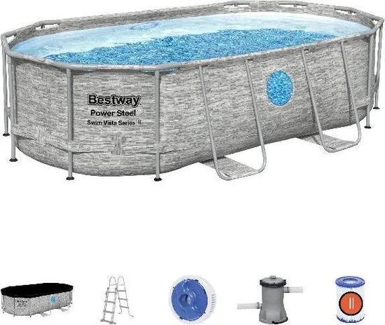 Bestway zwembad power steel set ovaal rotan swim vista 427