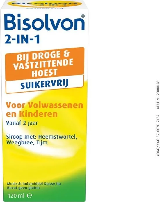 Bisolvon Siroop 2-In-1 Suikervrij 120 Ml