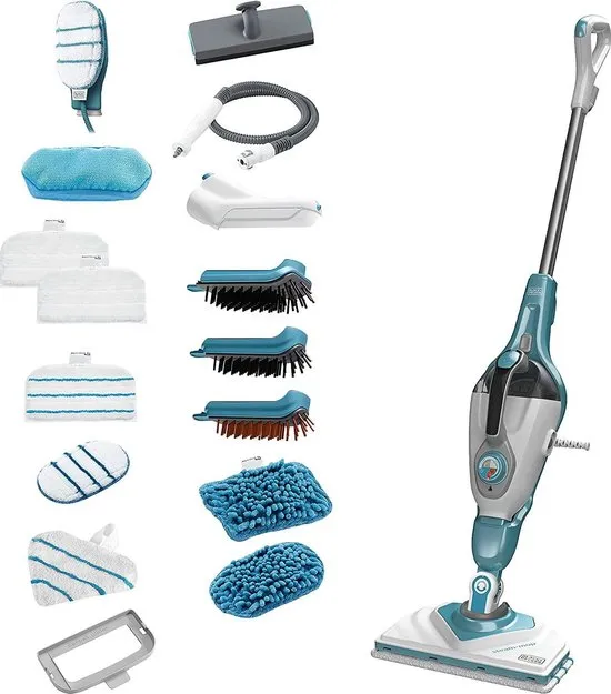 BLACK+DECKER BHSM1615DAM-QS stoommop - 2-in-1 - 1600W - Inclusief accessoires - Wit/blauw