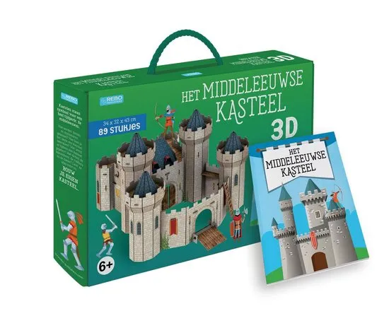 Boek + 3D-puzzel  -   Het middeleeuws kasteel - Boek + 3D-puzzel