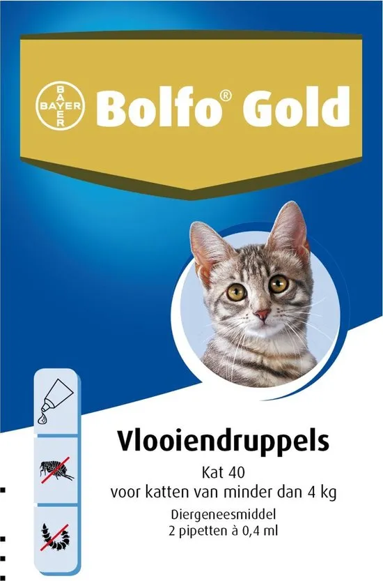 Bolfo Gold 40 Anti vlooienmiddel - Kat - 0 Tot 4 kg - 2 pipetten