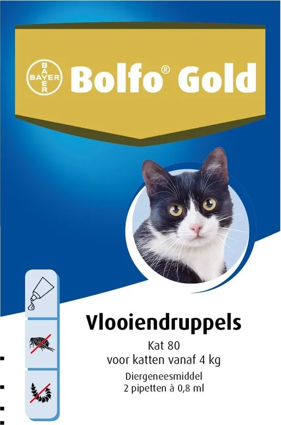 Bolfo Gold 80 Anti vlooienmiddel - Kat - >4 kg - 2 pipetten
