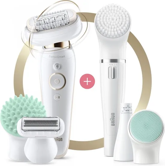 Braun Silk-épil 9 Flex 9-300 Beautyset - Epilator Met Flexibele Kop Voor Ontharen, Wit/Goud