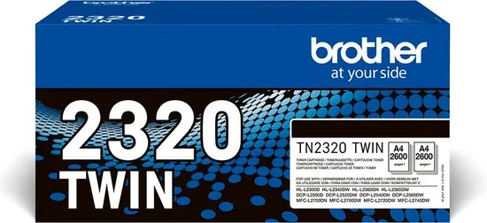 Brother Toner TN-2320TWIN TN2320TWIN Origineel Zwart 2600 bladzijden