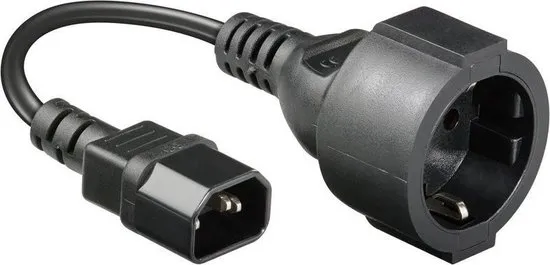 Cablexpert UPS stroomkabel met rechte C14 plug en rechte CEE 7/3 stekker - 3x 0,75mm / zwart - 0,15 meter