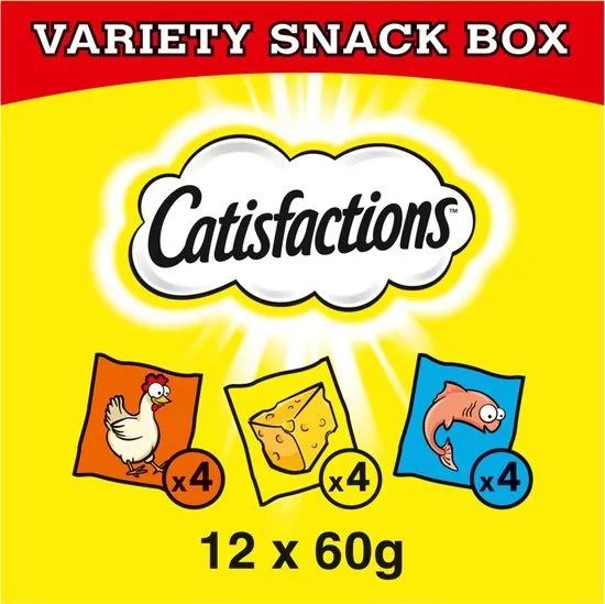 Catisfactions Megabox - Kattensnacks - 12 zakjes à 60 g