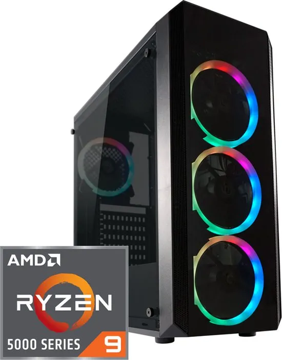 Circular RGB Gaming PC | AMD Ryzen 9 - 5900X | GeForce RTX 3060 | 32 GB DDR4 | 1 TB SSD - NVMe | Windows 11 Pro