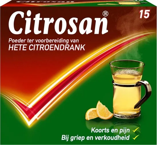 Citrosan Hete Citroendrank - Paracetamol & Vitamine C Zakjes met Poeder - 15 stuks