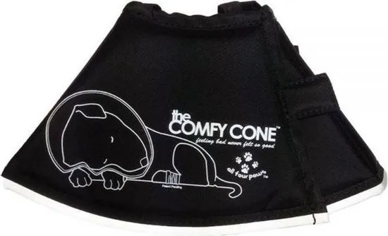 Comfy Cone Hondenkap Zwart S LONG 24-30 CM / 20 CM HOO
