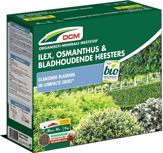 DCM Meststof Ilex, Osmanthus & Bladhoudende Heesters - Siertuin meststof - 3 kg