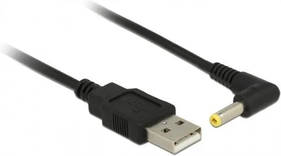 DeLOCK USB-A (m) - DC plug 4,0 x 1,7mm (m) kabel - haaks / zwart - 1,5 meter