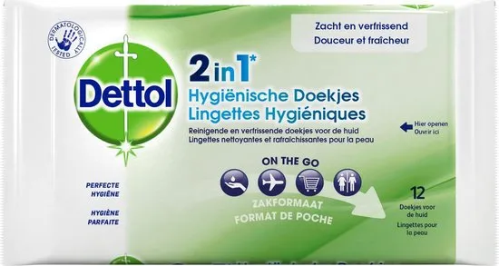 Dettol Hygienische Doekjes 2 in 1 - 12 stuks