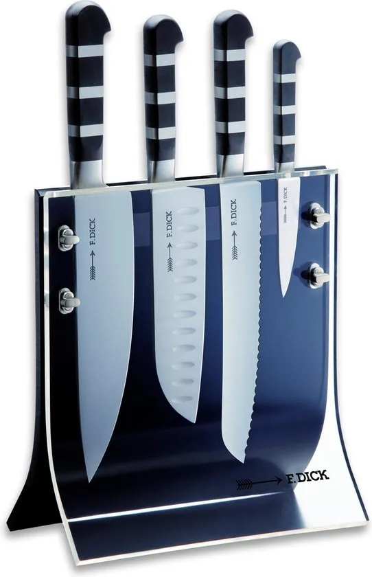 DICK 5 stks. Professionele messenset | Keukenmes Santoku Mes Broodmes Mesje incl. Messenblok | Roestvrij staal