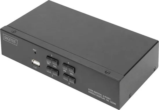 Digitus DS-12880 4 + 1 poorten KVM-switch HDMI Afstandsbediening, Toetsenbord 3840 x 2160 Pixel
